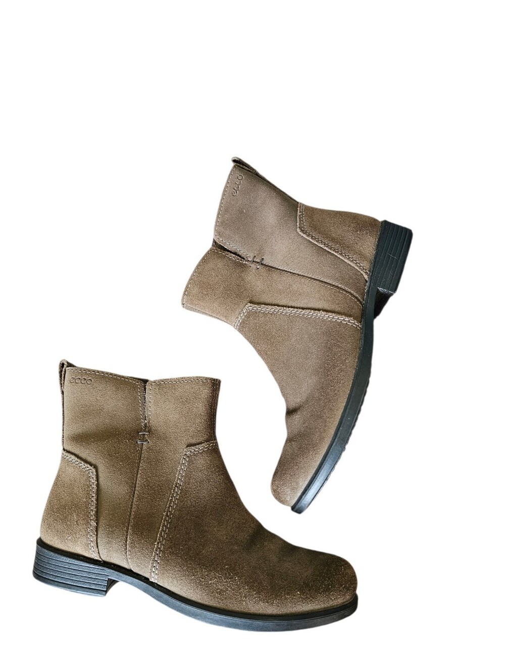 ECCO Taupe Suede Leather Ankle Boots Size 37 Womens